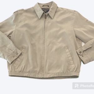 Dockers Mens Jacket Windbreaker LS Lined Classic Style vntg Size L light kacki